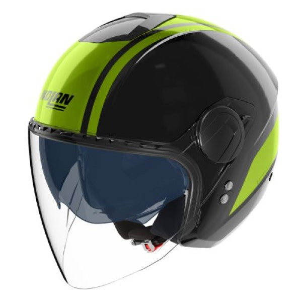 Casque Ouvert de Moto N20-2 Visor Dolce Vita Noir/Fluo Jaune