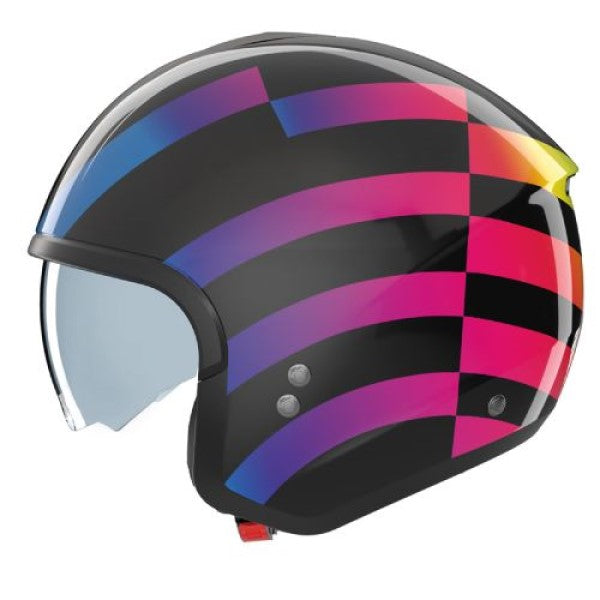 Casque Ouvert de Moto N20-2 Policromo Noir/Multicolore, côté gauche