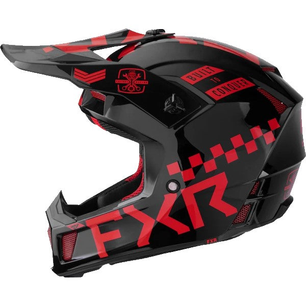 Casque de Motocross Gladiator Clutch Noir/Rouge Gauche