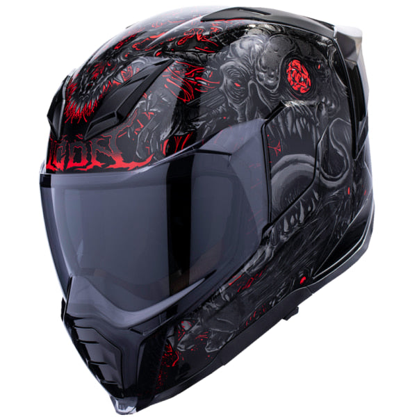 Casque Intégral de Moto Icon Noir, de face