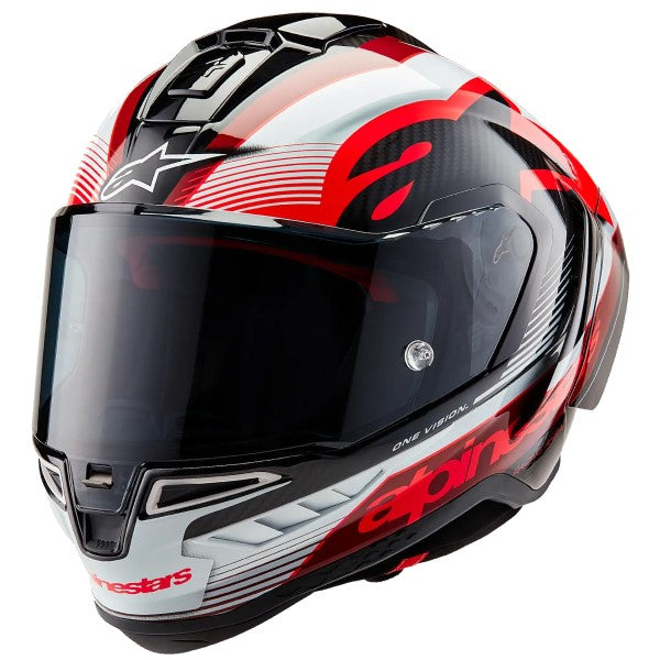 Casque Intégral de Moto Supertech R10 Team Noir/Blanc/Rouge incliné de droite