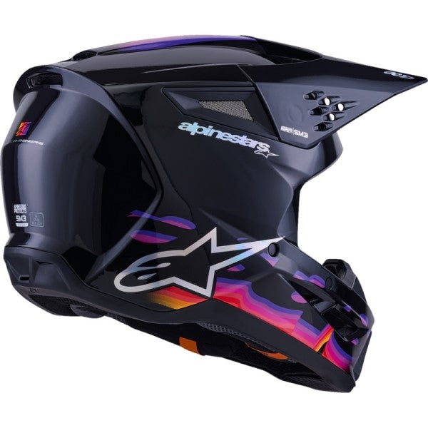 Casque de Motocross SM3 Force Noir/Multicolore incliné de dos