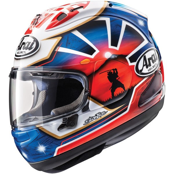 Casque Intégral de Moto Corsair-X Graphique Bleu/Blanc/Rouge incliné de droite