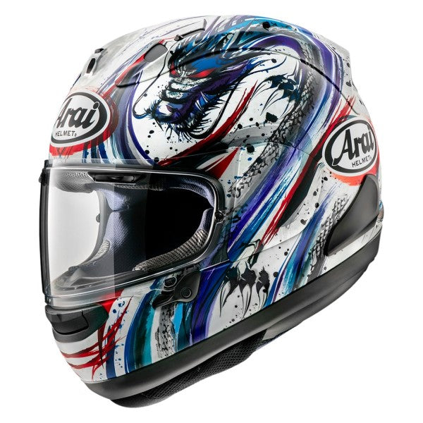 Casque Intégral de Moto Corsair-X Graphique Noir/Blanc/Bleu incliné de droite