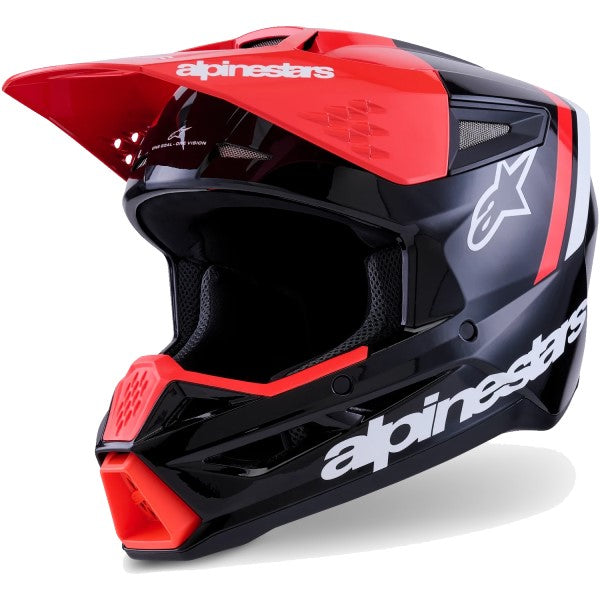 Casque de Motocross SM3 Radium Noir/Rouge incliné de face