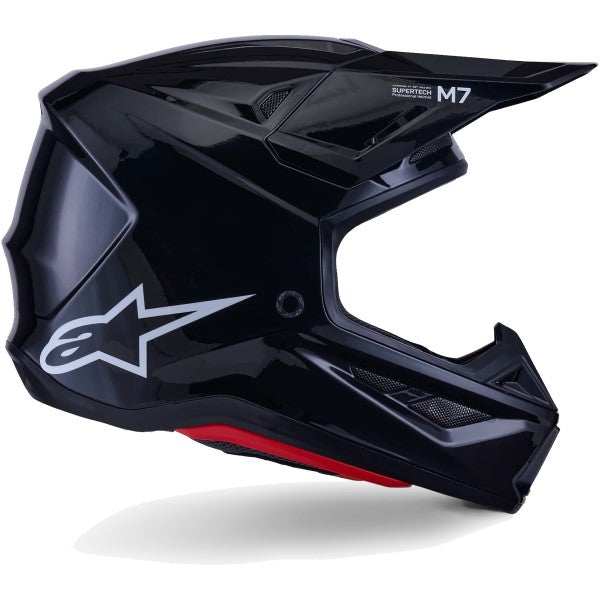 Casque de Motocross S-M7 Solid Noir Lustré de gauche