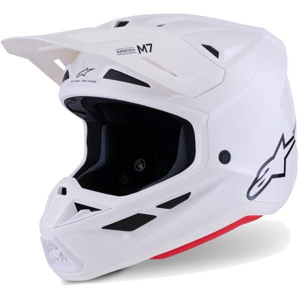 Casque de Motocross S-M7 Solid Blanc incliné de face