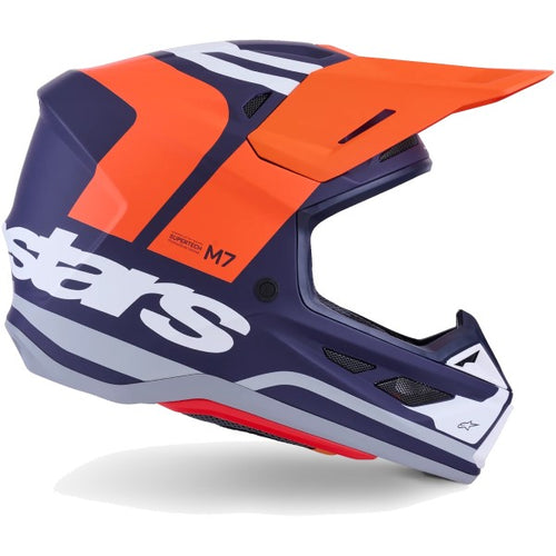Casque de Motocross S-M7 Core Orange/Bleu de gauche