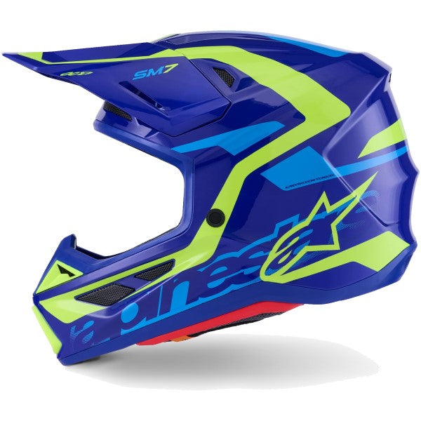 Casque de Motocross S-M7 Deed Bleu/Jaune de droite