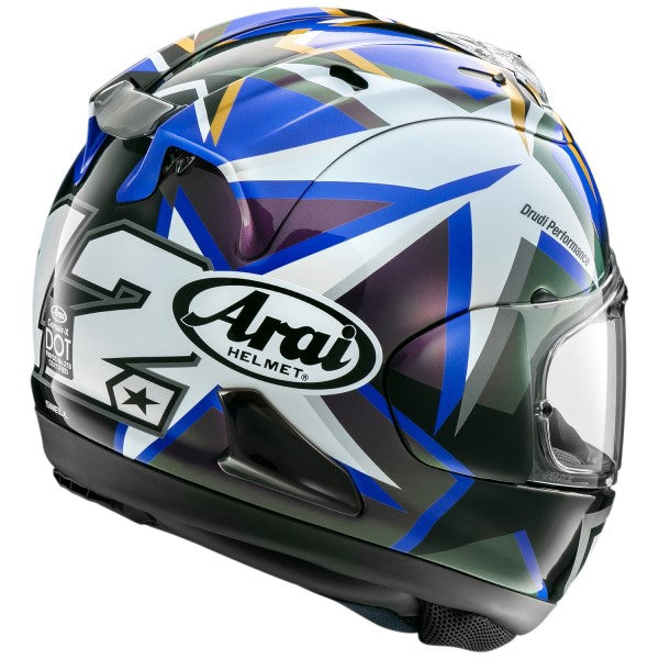 Casque Intégral de Moto Corsair-X Graphique Bleu/Multicolore incliné de dos