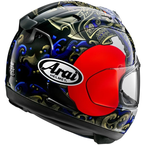 Casque Intégral de Moto Corsair-X Graphique Rouge/Multicolore incliné de dos