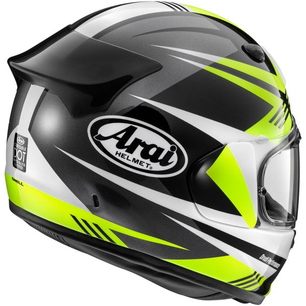 Casque Intégral de Moto Contour-X Mark Jaune/Noir incliné de dos