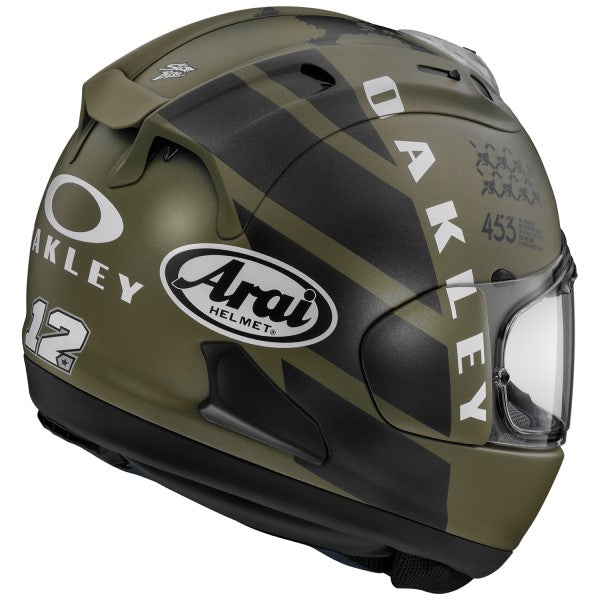 Casque Intégral de Moto Corsair-X MVK Oakley Noir/Vert incliné de dos