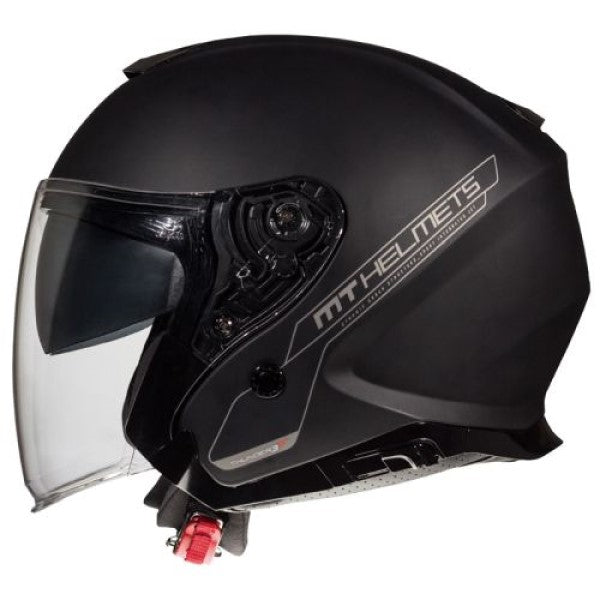 Casque Ouvert de Moto Thunder 3 Jet Noir mat, de côté