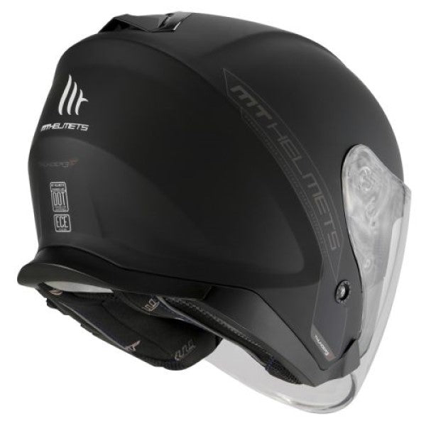 Casque Ouvert de Moto Thunder 3 Jet Noir mat, Dos