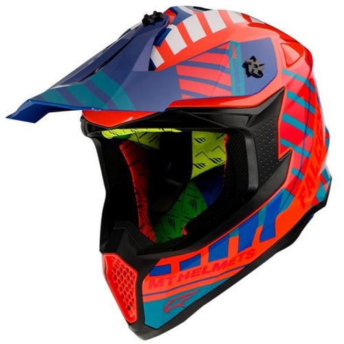 Casque de Motocross Falcon Energy Rouge/Bleu incliné de droite