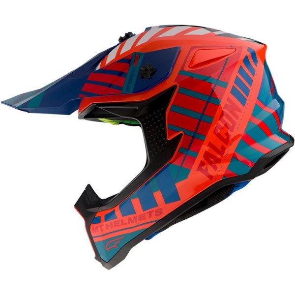 Casque de Motocross Falcon Energy Rouge/Bleu de droite