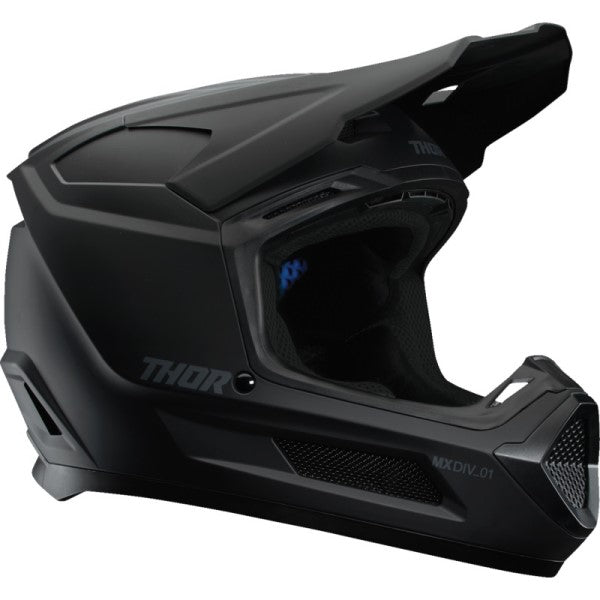 Casque de Motocross Fleet Junior Noir Mat incliné de face