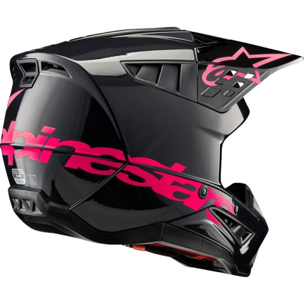 Casque de Motocross Supertech M5 Corp Noir/Rose incliné de dos