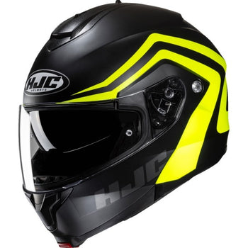 Casque Modulaire de Moto C91 Nepos HJC Haute-Visibilité/Noir incliné de droite