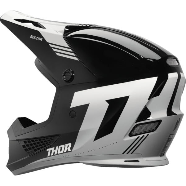 Casque de Motocross Sector 2 Carve  noir blanc, Côté gauche