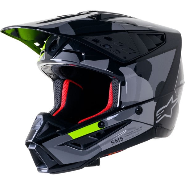 Casque de Motocross Supertech M5 Rover 2 Camo Gris incliné de face