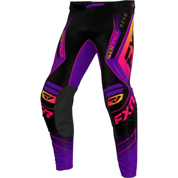 Pantalon de Motocross Revo Alpha Noir/Mauve de face