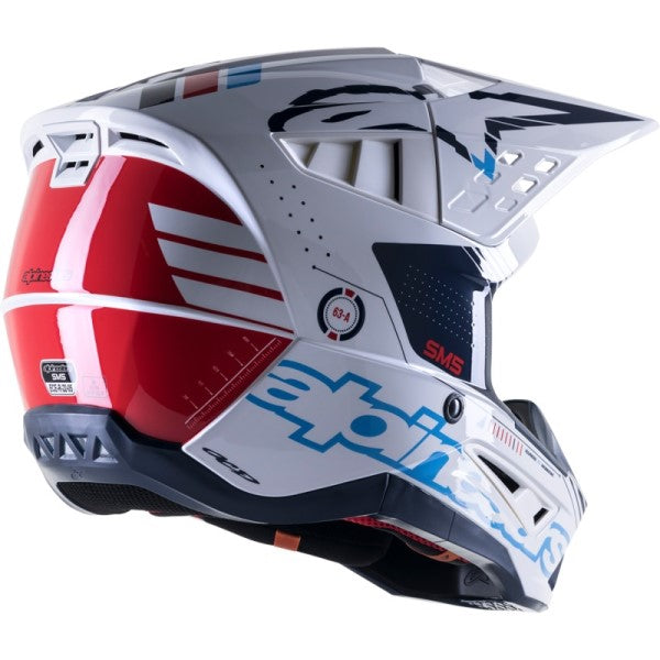 Casque de Motocross SM5 Action Bleu/Blanc incliné de dos