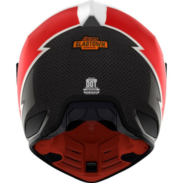 Casque Intégral de Moto Domain Slabtown Blanc/Rouge de dos