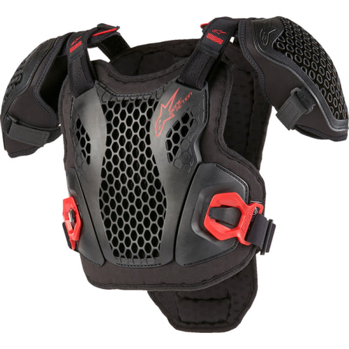 Plastron de Motocross Bionic Action Junior Alpinestars noir et rouge, de face