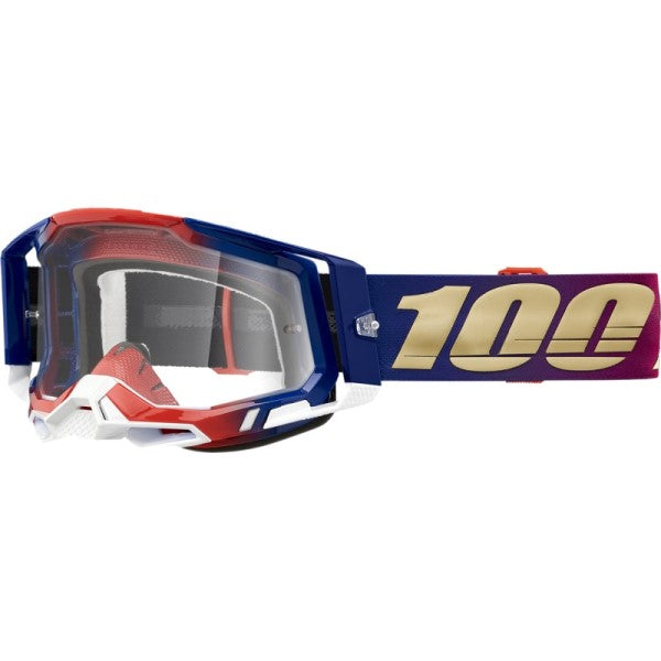 Lunettes de Motocross Racecraft 2 à Lentille Claire Bleu/Rouge