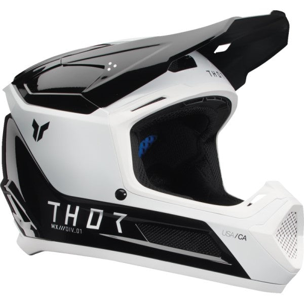 Casque de Motocross Fleet Storm Junior Noir/Blanc incliné de face