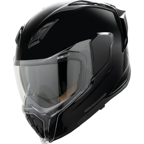 Casque Intégral de Moto Ultraflite Noir, de côté
