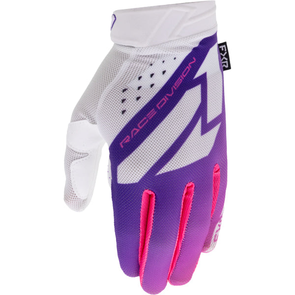Gants de Motocross Reflex Air FXR blanc et mauve, dessus