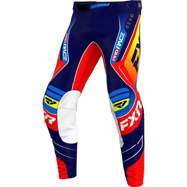 Pantalon de Motocross Revo Alpha Bleu/Rouge de face