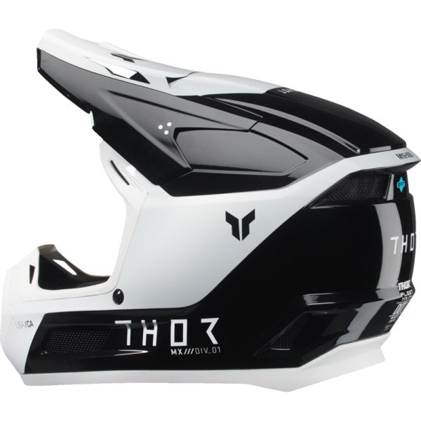 Casque de Motocross Fleet Storm Junior Noir/Blanc incliné de dos