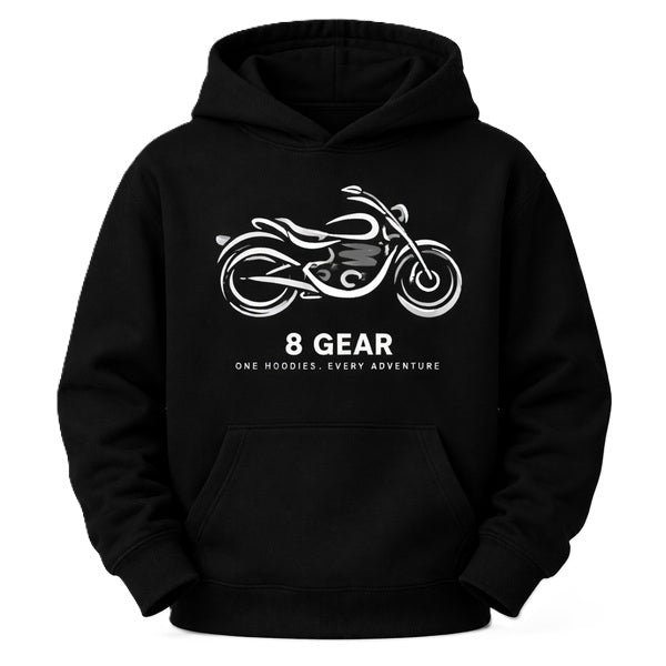 Coton Ouaté de Moto AA 8 Gear avec Capuchon Junior Noir, de face
