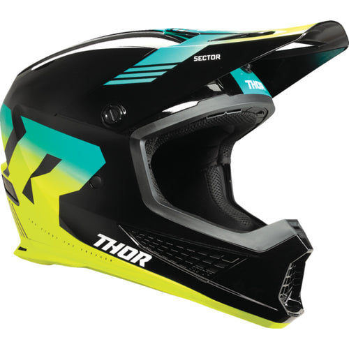 Casque de Motocross Sector 2 Carve  noir bleu jaune, Côté droit 