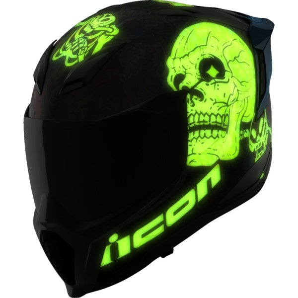 Casque Intégral de Moto Ultraflite Doodle 3 Blanc/Multicolore Fluorescent incliné de face