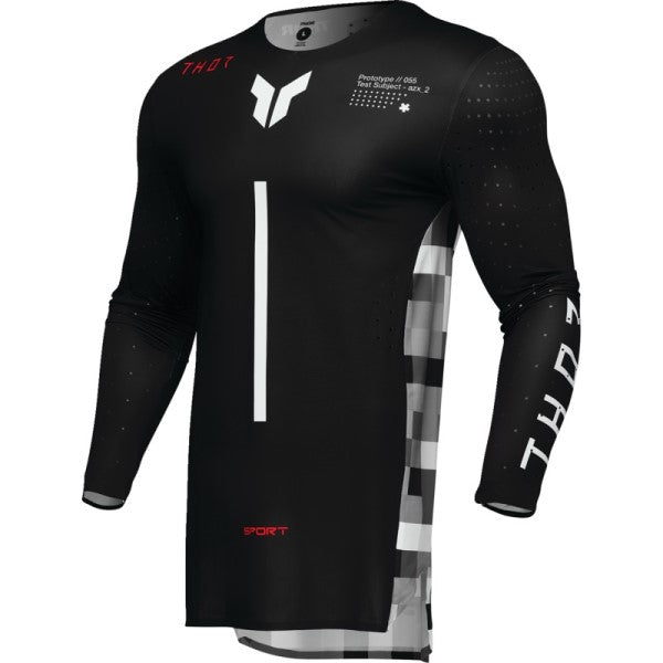 Chandail de Motocross Sportmode Riot Noir/Gris/Rouge incliné de face à droite