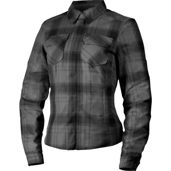 Chemise de Moto Fallblock Flanelle Femme Noir de face