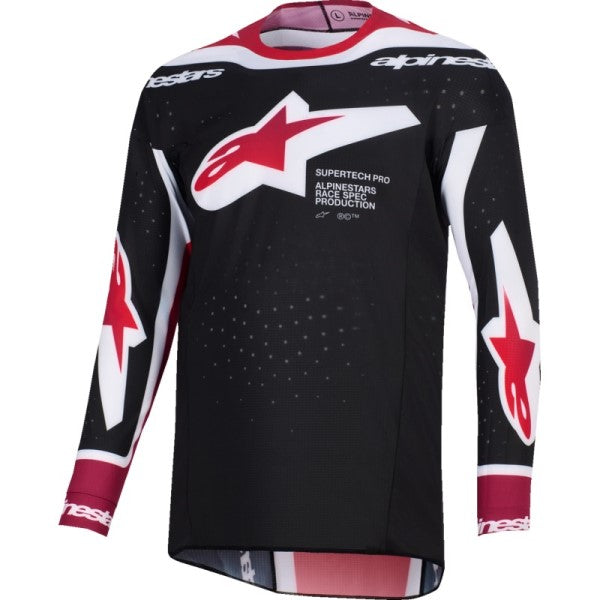 Chandail de Motocross Supertech Pro Vista Noir/Blanc/Rouge de face