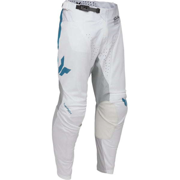 Pantalon de Motocross Launchmode Ventilé Raid Thor blanc et gris, de face