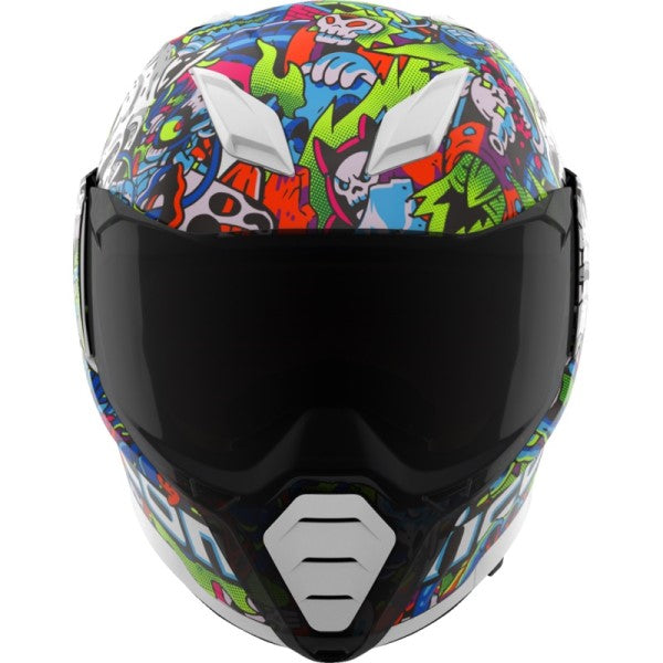 Casque Intégral de Moto Ultraflite Doodle 3 Blanc/Multicolore de face