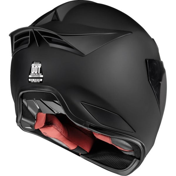 Casque Intégral de Moto Domain Cornelius Noir Mat incliné de dos