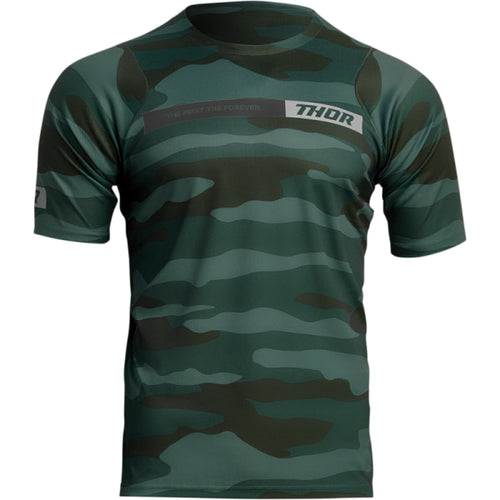 Chandail de Vélo Assist Camo Thor Vert, de face 