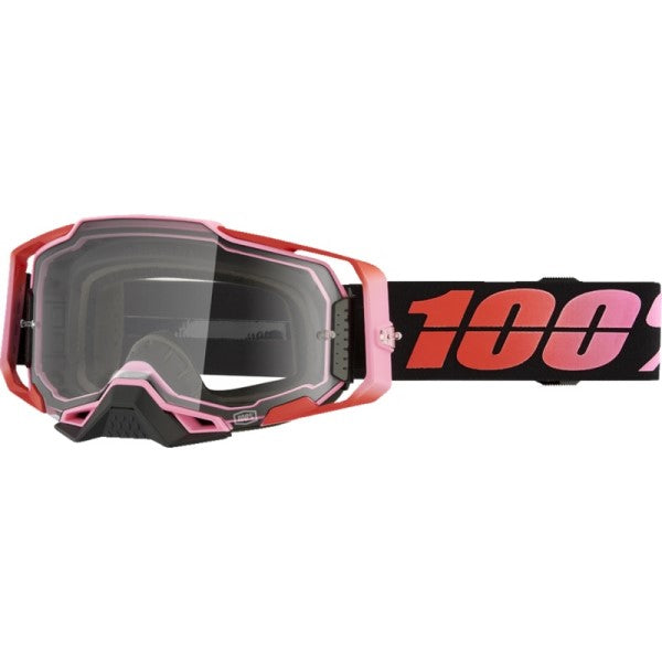 Lunettes de Motocross Armega Lentille Claire 100% Noir/Rouge