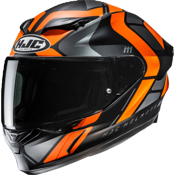 Casque Intégral de Moto i11 SUB Noir/Orange, de face