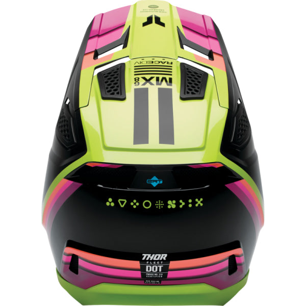 Casque de Motocross Fleet Defy Thor Noir/Haute visibilité, arrière