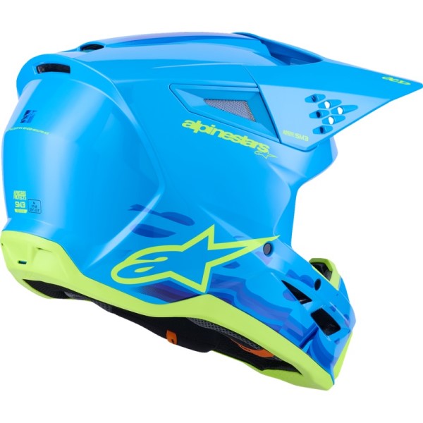 Casque de Motocross SM3 Force Bleu/Vert incliné de dos
